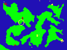 Strategic Command (Dragon 32/64) screenshot: Yellow circle is for selecting unit to reconnoitre