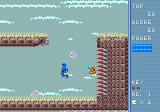 Awogue (Genesis) screenshot: They'll explode on the spikes.