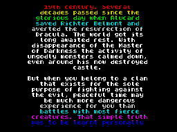 Castlevania: Spectral Interlude (ZX Spectrum) screenshot: The story.