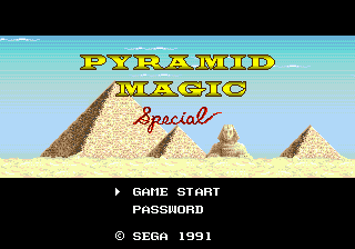 Pyramid Magic Special (Genesis) screenshot: Title screen.