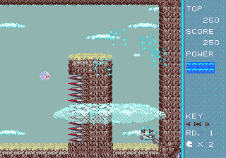 Awogue (Genesis) screenshot: I've used the Rolling Awogue to destroy the enemy at the bottom.