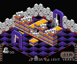 Alien 8 Remake (MSX) screenshot: Blocked passage