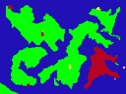 Strategic Command (Dragon 32/64) screenshot: Red conquers yellow capital