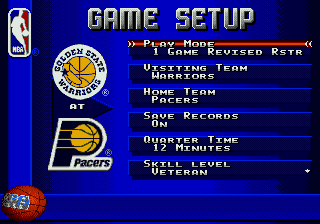 NBA Action '95 starring David Robinson (Genesis) screenshot: Game Setup