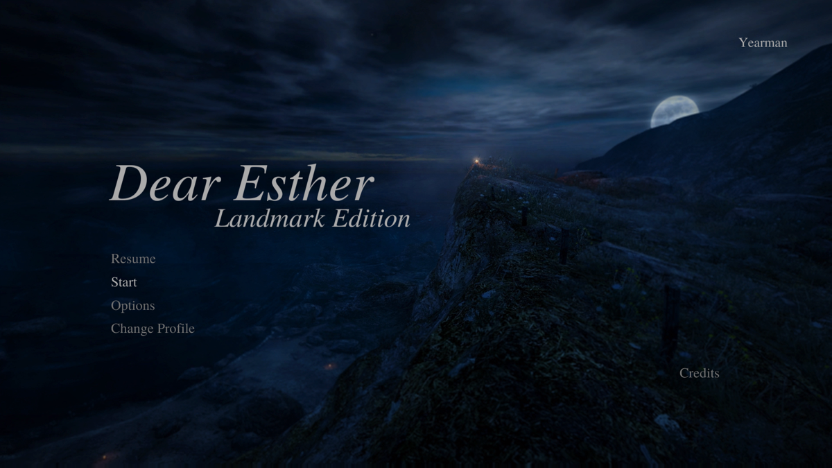 Dear Esther: Landmark Edition (Xbox One) screenshot: Main menu