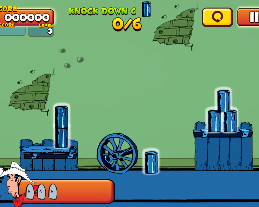 Lucky Luke: Shoot & Hit (Windows) screenshot: I need to knock down six cans
