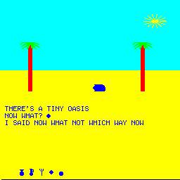 Treasure Island (Camputers Lynx) screenshot: Unlike other adventures you have to do an action before moving
