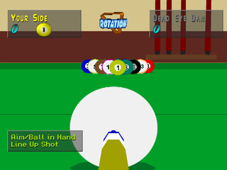 Virtual Pool (PlayStation) screenshot: Table level view
