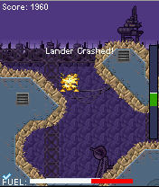 Jupiter Lander (J2ME) screenshot: Crashing