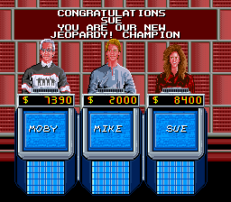 Jeopardy! (SNES) screenshot: The end result of a game