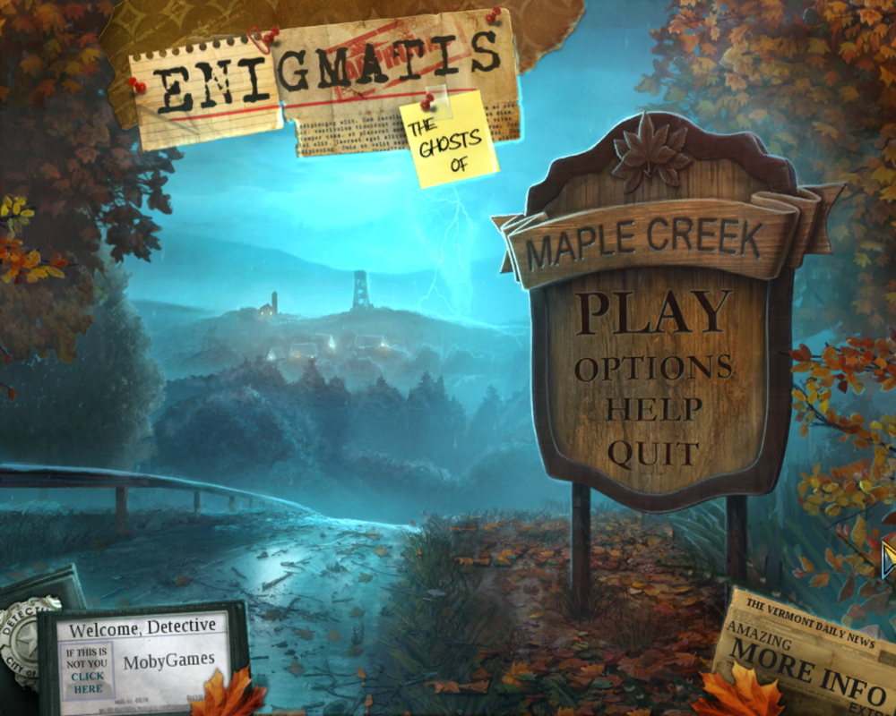 Enigmatis: The Ghosts of Maple Creek (Windows) screenshot: Title and main menu