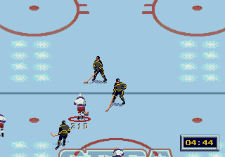 NHL All-Star Hockey '95 (Genesis) screenshot: Player 1 Possesses the Puck