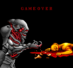 Last Armageddon (TurboGrafx CD) screenshot: Cool Game Over screen!