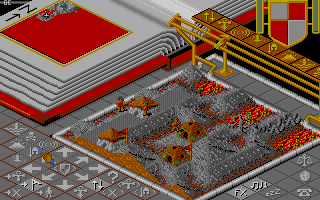Populous (Amiga) screenshot: Enemy village.