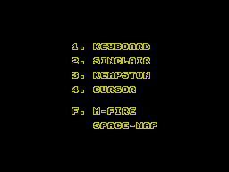 The Dark (ZX Spectrum) screenshot: Controls menu.