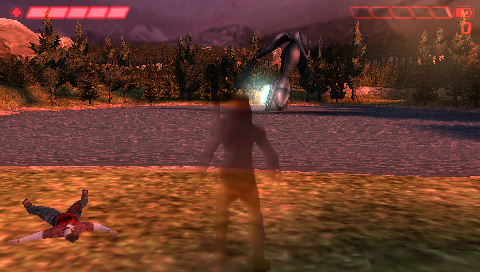 Aliens vs Predator: Requiem (PSP) screenshot: Double crash site: the ship and this guy here