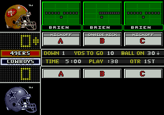 NFL '95 (Genesis) screenshot: Play Choice