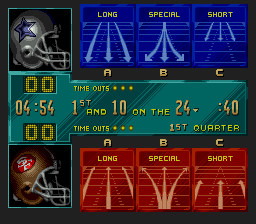 NFL Quarterback Club (Genesis) screenshot: Play Select