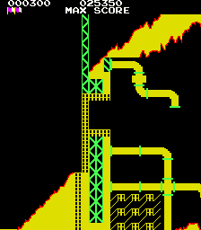 Looping (Arcade) screenshot: Died while trying to shoot a hole in the barrier to the next area