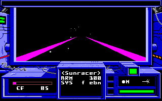 Space Rogue (Amiga) screenshot: Showing off my lasers.