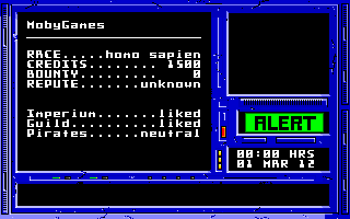 Space Rogue (Amiga) screenshot: Navigation panel -> status -> person