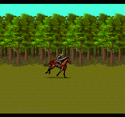 Lords of the Rising Sun (TurboGrafx CD) screenshot: You can pursue the enemy general in a platform-like action sequence!