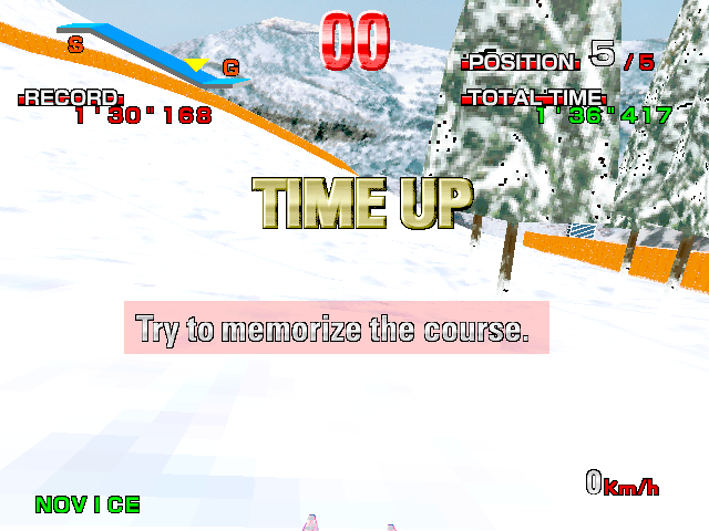 Alpine Racer (Arcade) screenshot: Time is up