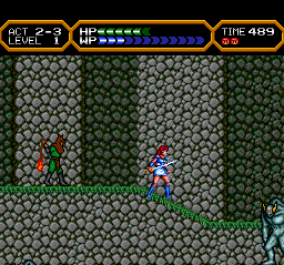 Valis IV (TurboGrafx CD) screenshot: Enemies in front, enemies behind...