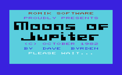 Moons of Jupiter (VIC-20) screenshot: Title screen