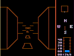 Androne (TRS-80 CoCo) screenshot: Locating the exit