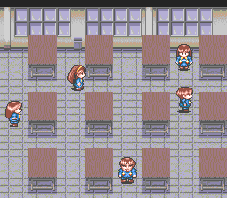 Makeruna! Makendō Z (PC-FX) screenshot: Mei in a classroom