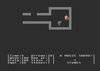 Dunjonquest: The Datestones of Ryn (Atari 8-bit) screenshot: Treasure!
