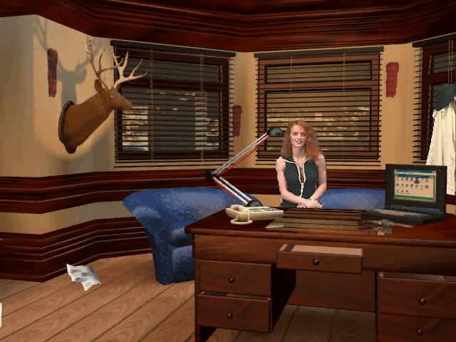 Private Investigator (Windows) screenshot: It all begins when a lady (Nancy) comes in asking for help on a case of her cheating husband