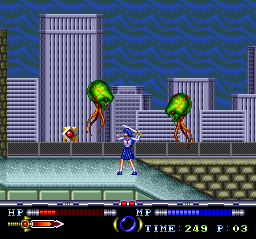 Valis (TurboGrafx CD) screenshot: Fighting in two directions