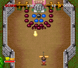 Zig Zag Cat: Dachō Club mo Oosawagi da (SNES) screenshot: ...but they get more complicated as the game goes on.