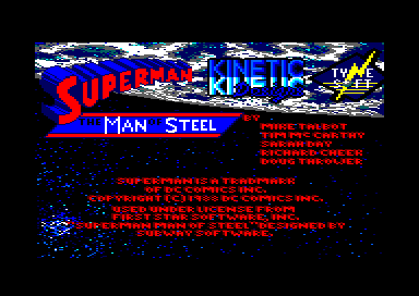 Superman: The Man of Steel (Amstrad CPC) screenshot: Copyright Information