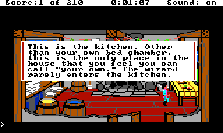 King's Quest III: To Heir is Human (TRS-80 CoCo) screenshot: Description of the kitchen