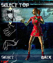 One (N-Gage) screenshot: The fighter's appearance is fully customizeable. More clothes and accessories could be unlocked by progressing in the story mode.