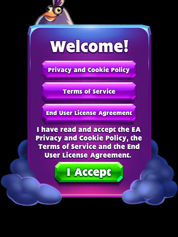 Bejeweled: Stars (iPad) screenshot: Welcome message and ELUA acceptance