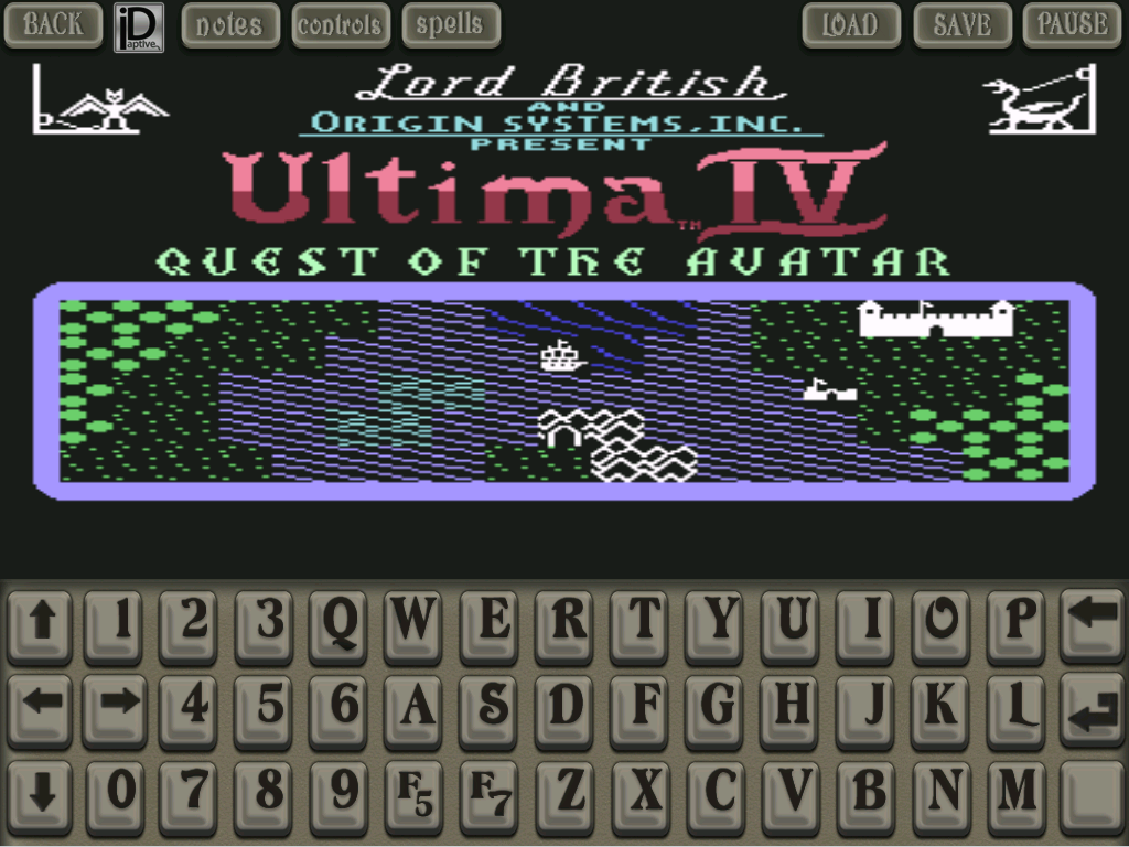 Ultima IV: Quest of the Avatar (iPad) screenshot: Game title screen (landscape orientation)