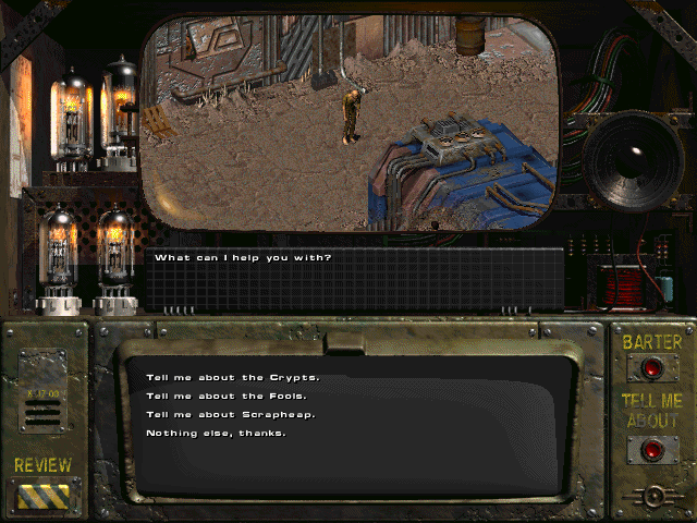 Fallout (Demo Version) (Windows) screenshot: Talking to Lex. (This character does only exist in the demo version)