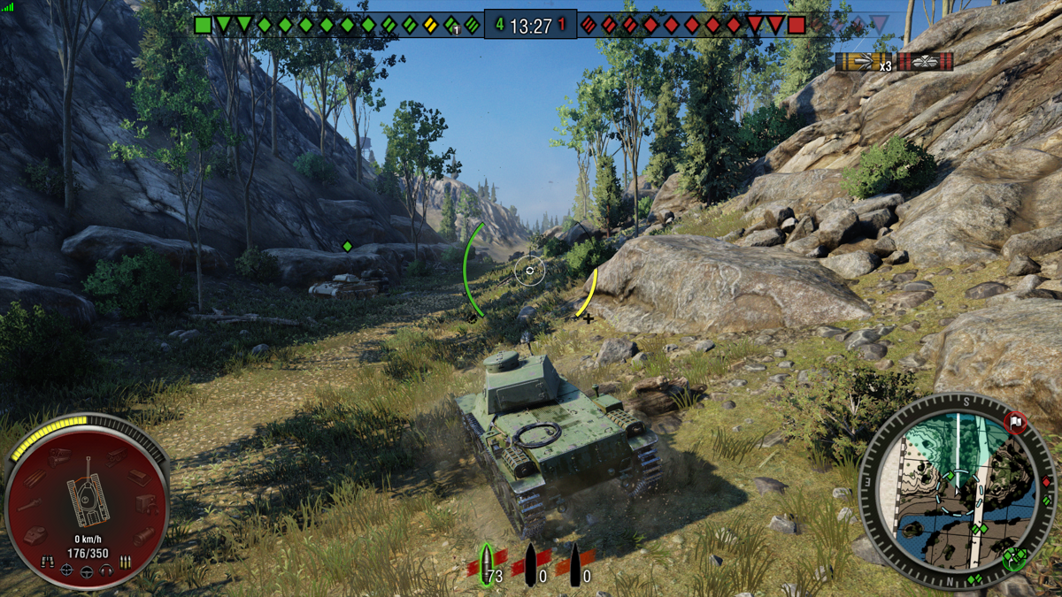 World of Tanks: Xbox 360 Edition (Xbox One) screenshot: We're defending a point, and already destroyed a rushing enemy