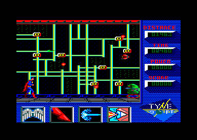 Superman: The Man of Steel (Amstrad CPC) screenshot: On the way to destroy the Giant Computer