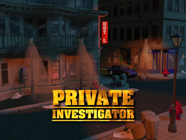 Private Investigator (Windows) screenshot: Title screen (In the CGI intro)