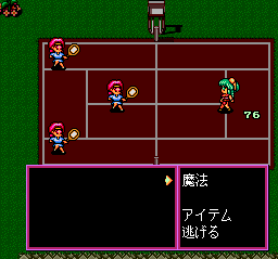 Megami Tengoku (TurboGrafx CD) screenshot: Fighting evil tennis-playing girls! No, really!