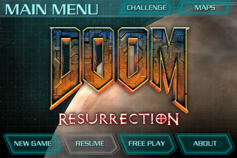 Doom Resurrection (iPhone) screenshot: Main Menu
