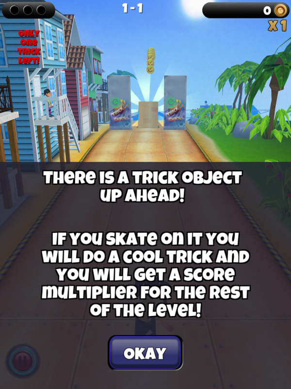 Grom Skate (iPad) screenshot: Information about an upcoming trick