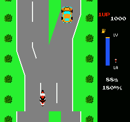 MotoRace USA (NES) screenshot: A fork in the road