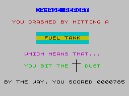 Mission Omega (ZX Spectrum) screenshot: Game over