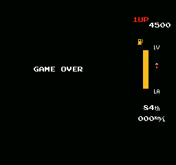 MotoRace USA (NES) screenshot: Game over